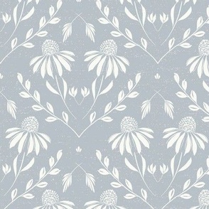 M-WITH YOU SHE BLOOMS-300-DPI-STARDEW BLUE-daisy, damask, flock, wallpaper, floral, botanical, hand painted, textured and tonal-colour of the year 2024