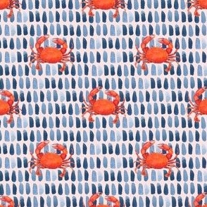 Watercolor Red Crabs on Light Pink,  Hand Drawn, S