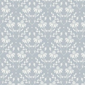 S-WITH YOU SHE BLOOMS-300-DPI-STARDEW BLUE-daisy, damask, flock, wallpaper, floral, botanical, hand painted, textured and tonal-colour of the year 2024