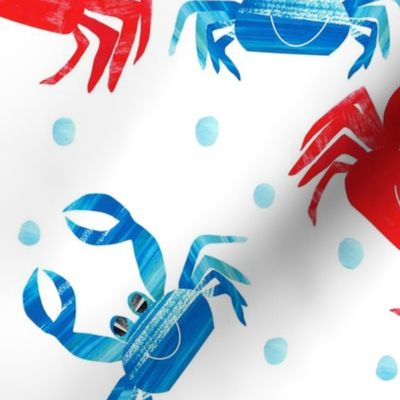 Crabs Red and Blue Mixed Media 
