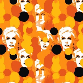 orange circle pop art geometric portraits