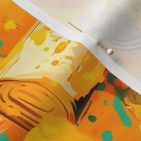 orange gold and yellow pop art paint can splatter