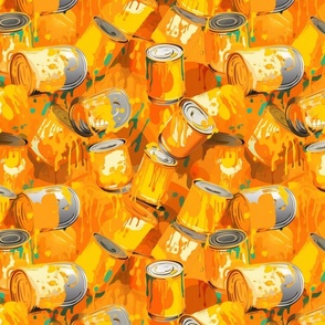orange gold and yellow pop art paint can splatter