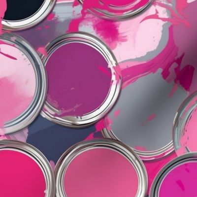 pink and purple retro pop art paint cans and lids