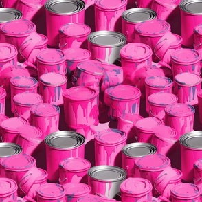 retro pink pop art paint cans and lids
