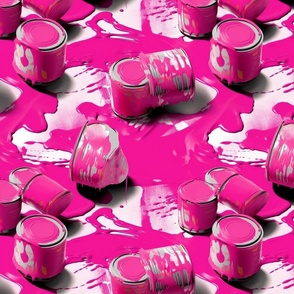 retro geometric pink paint can splatter pop art