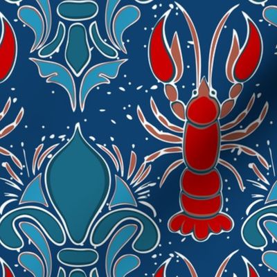 New Orleans Seafood Damask