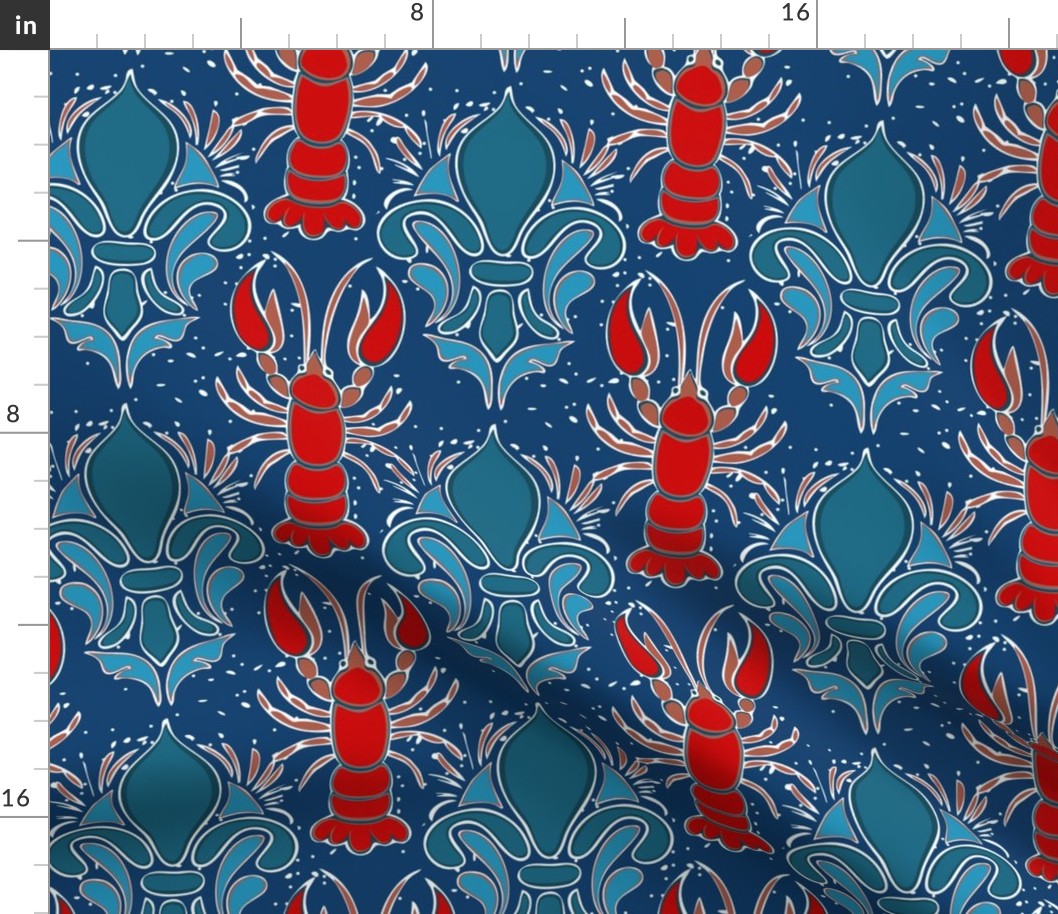 New Orleans Seafood Damask