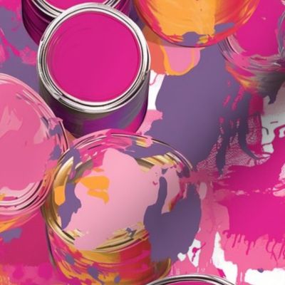pop art retro pink and orange paint can lid splatter
