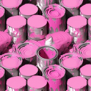 pink and silver retro pop art paint cans and lids
