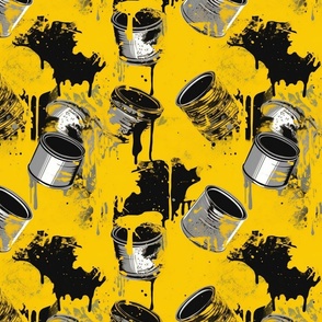 pop art paint can splatter art in yellow