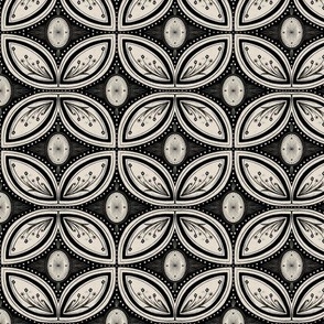 Cleo Vintage Glamour - Art Deco - Art Nouveau - Tessellation - Black and Beige Clay - Earth Tones - Small