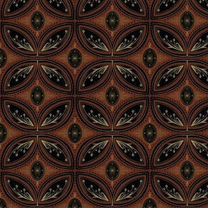 Cleo Vintage Glamour - Art Deco - Art Nouveau - Tessellation - Burt Cinnamon Jewel Tone -  Black and Gold - Dark and Moody  - Small