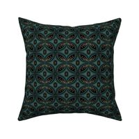 Cleo Vintage Glamour - Art Deco - Art Nouveau - Tessellation - Teal Jewel Tone -  Black and Gold - Dark and Moody -  Small