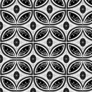 Cleo Vintage Glamour - Art Deco - Art Nouveau - Metallic - Tessellation - Black - Small