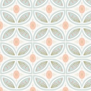 Cleo Vintage Glamour Baby- Art Deco - Art Nouveau - Peachy Pinks and Soft Neutrals -Blue Green - Cream - Gold - White - Grandmillennial - Small