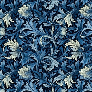 botanical blue art deco inspired by william morris