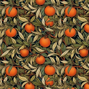 orange tree botanical inspired by william morris