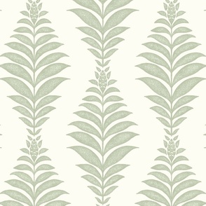 Frond Ogee - 12" large - sage green on natural white 