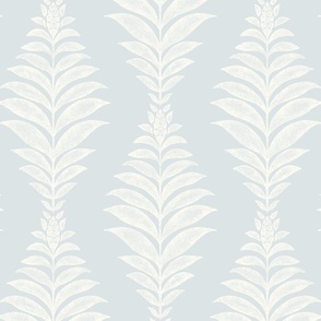 Frond Ogee - 12" large - natural white on delicate blue 