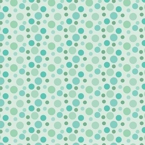 polka dots in different sizes in variety of blues and greens