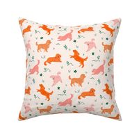  Watercolour Cavoodles &  Cavapoo Dogs  in Pinks, Oranges Green and Cream - Mini