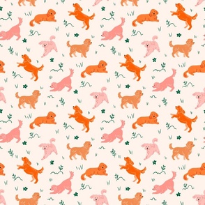  Watercolour Cavoodles &  Cavapoo Dogs  in Pinks, Oranges Green and Cream - Mini