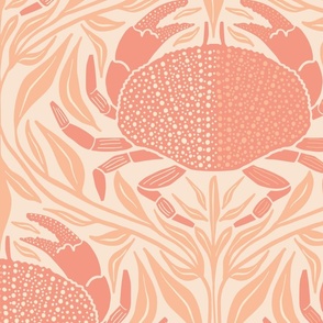 L - 24 in - Crustacean Core - Crabs Seaweed - Color Confident - Under the Sea - Arts and Crafts - Damask - Tropical Ocean