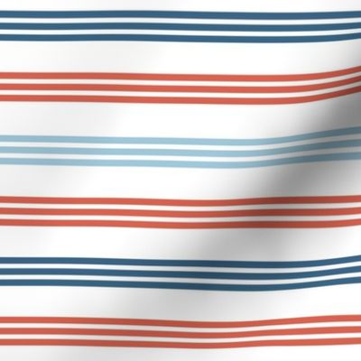 Big Retro Patriotic Horizontal Stripes in Red Navy and Blue