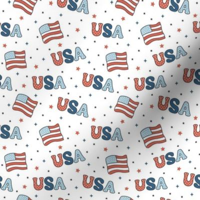 Small Retro Patriotic USA Flags and Stars in Red White and Blue