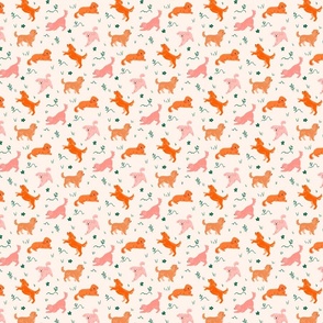 Watercolour Cavoodles & Cavapoo Dogs in Pinks, Oranges Green and Cream - Micro