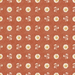Cottage daisy in sienna. Extra small scale