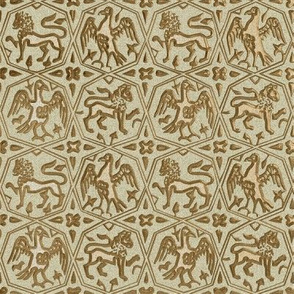 Charles de Blois Gambeson Eagles and Lions Beige and Gold