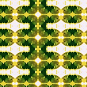 Green, White And Yellow Geometric Print