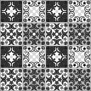 black and white folklore patchwork 