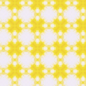 Yellow  and White Print with Circle and Square Shapes