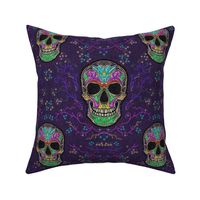 Halloween Embroidered Spooky Skulls and floral stitching