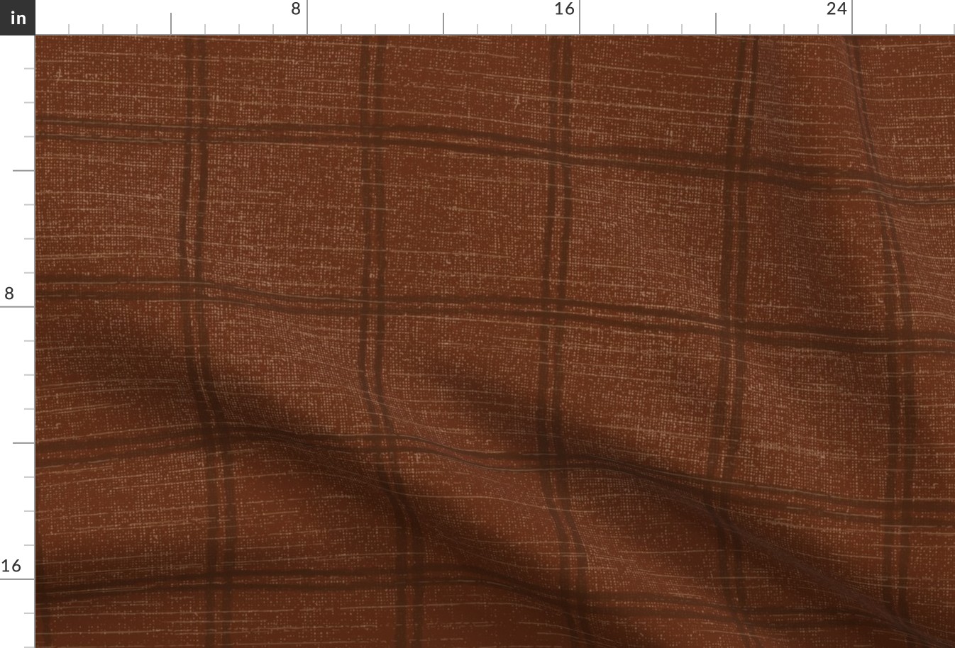 Plaid  linen-look in brick red