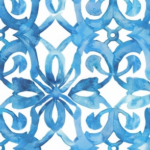 Tile 6: Watercolor in Turquoise and White