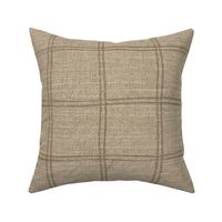 plaid linen-look in soft brown on flax