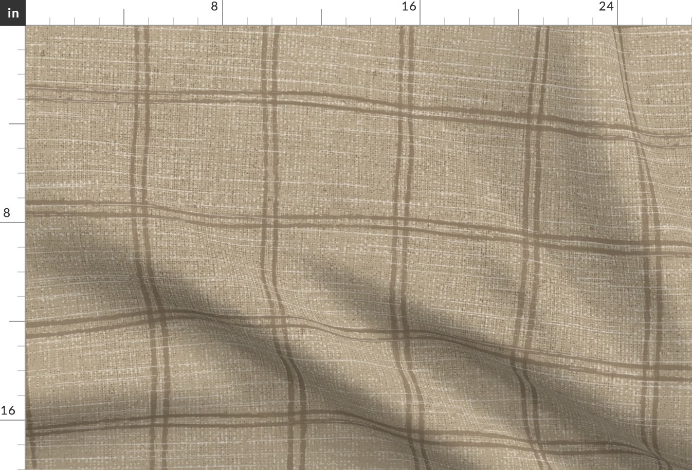 plaid linen-look in soft brown on flax