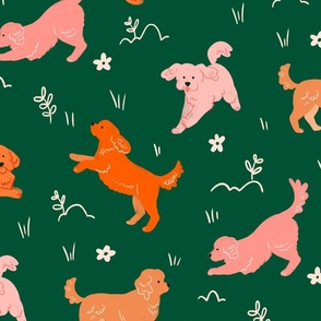  Watercolour Cavoodles & Cavapoo Dogs  in Pinks, Oranges and Green - Small