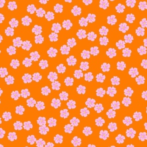 FLORIOGRAPHY DRAWN LITTLE DITSY FLOWERS ORANGE  LARGE