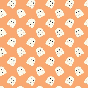 cute halloween ghosts pastel pale orange