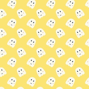 cute halloween ghosts pastel yellow