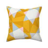 (L) Modern, happy, abstract and geometric stars - pastels on yellow