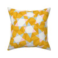 (M) Modern, happy, abstract and geometric stars - pastels on yellow