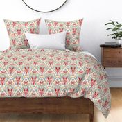 Crab and Lobster Watercolor Damask - Beige