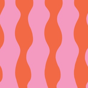 Large - Orange and pink bright dopamine retro vertical stripes