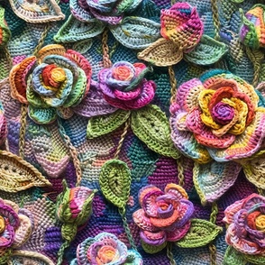 Crochet Rainbow Roses